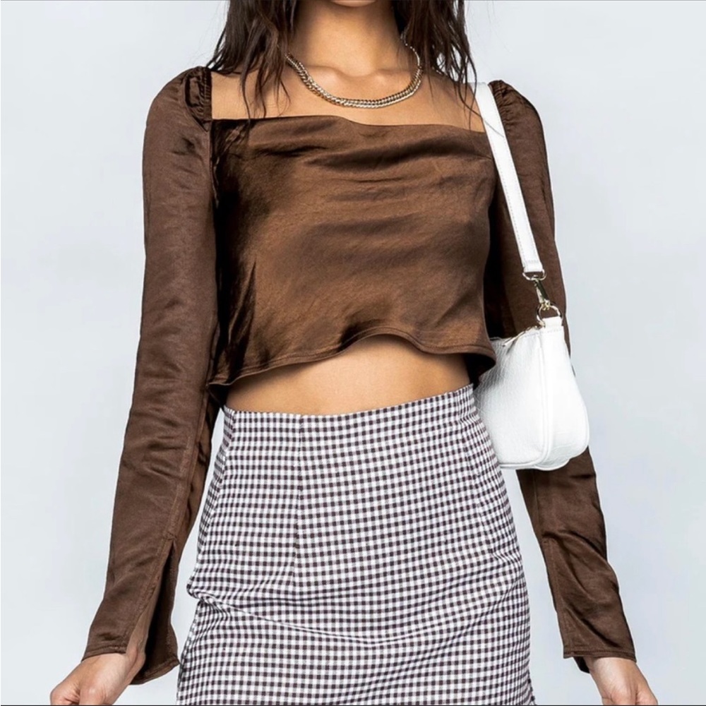 Princess Polly satin cropped long sleeve top